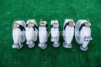 OCT06. Fire hoses with couplings held by hose strap Ø 52mm; L: 15m